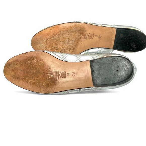 VTG Vaneli Silver Quilted Leather Ballet Flats Size 9.5 Made in Italy - Picture 6 of 7